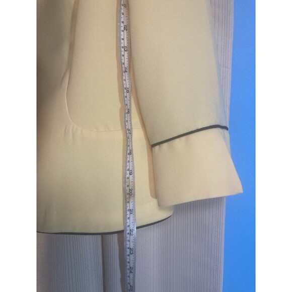 Studio I Yellow Blazer Jacket Size 12 Black Trim Long Sleeve Vintage - Picture 7 of 8